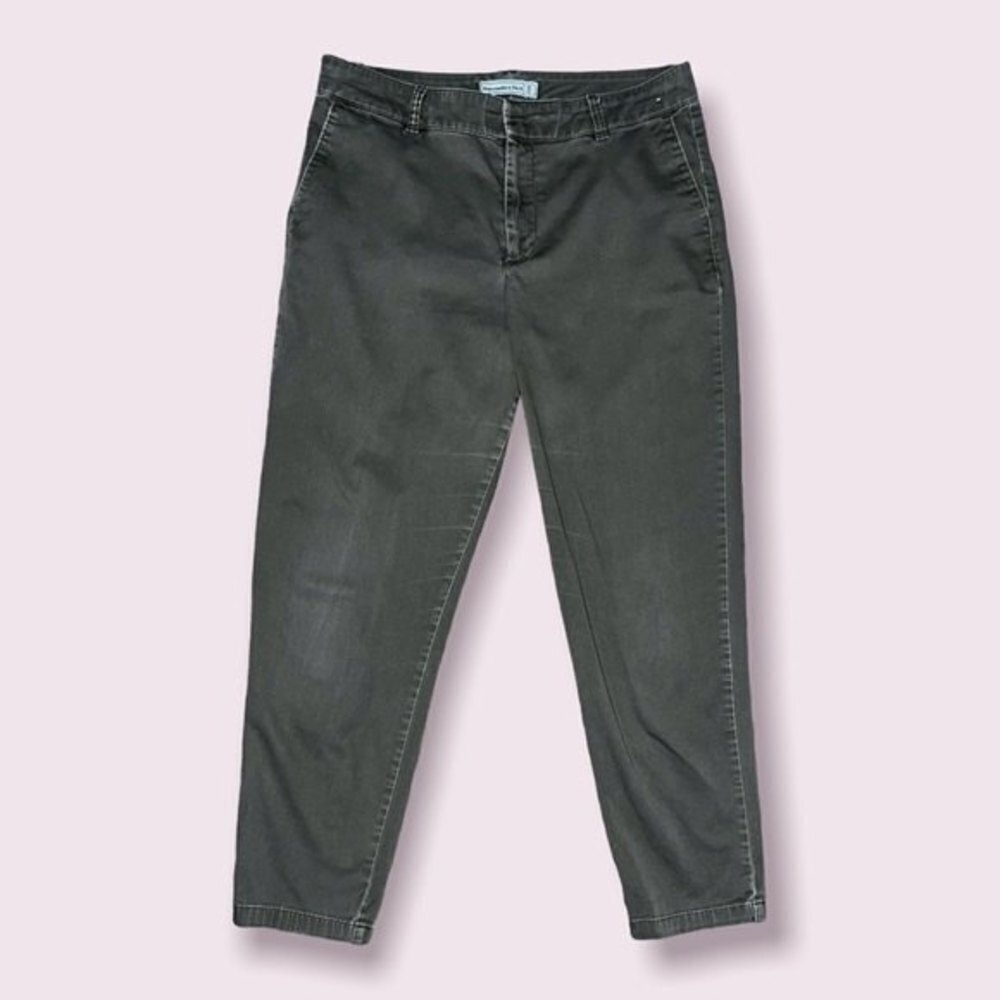 Abercrombie & Fitch High Rise Pants Army Green Cropped Casual Womens Size 30